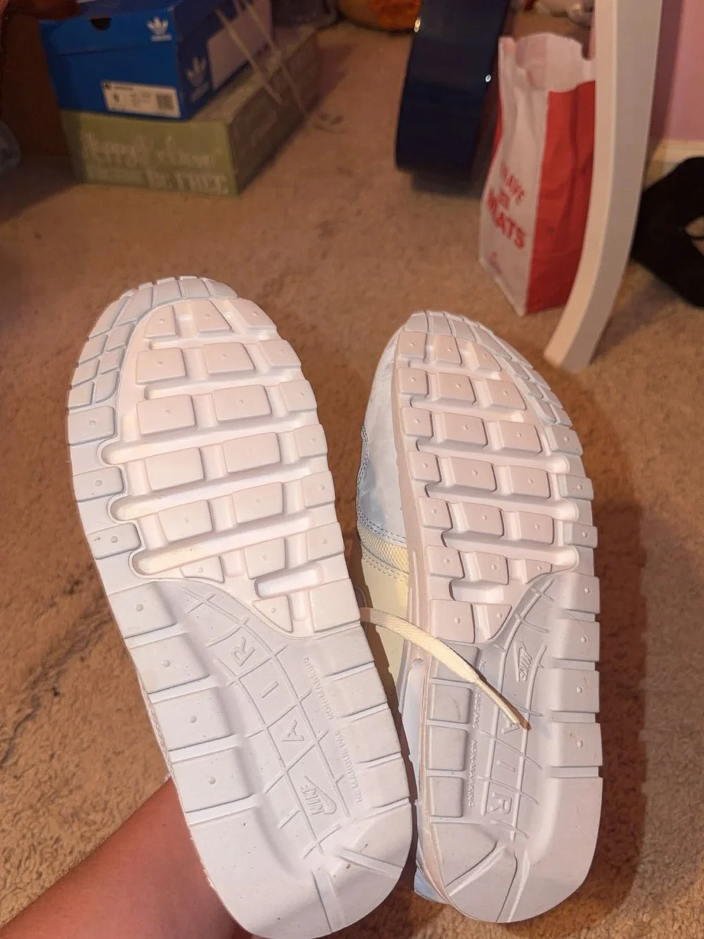 Nike Cream and Light Blue Low-Top Sneakers